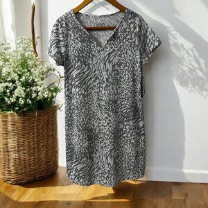 Marc NY Causal Short Sleeve V‎ Neck Abstract Print Shift Dress Size S